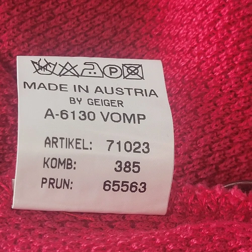 Vintage GEIGER 100% Cotton Red Spring Cardigan Sweater Jacket  Size 34  US XS S - Picture 7 of 9